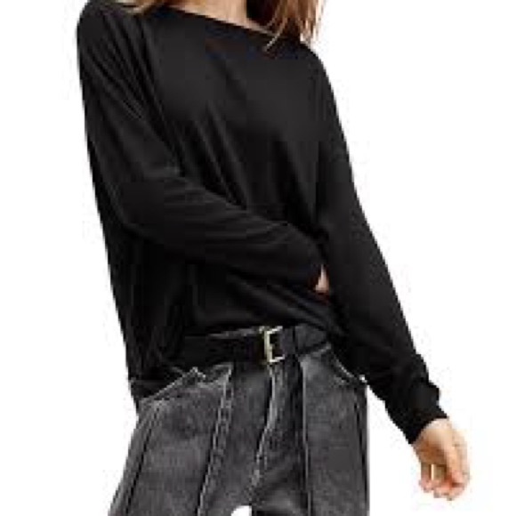 All Saints Oversize Long Sleeved Rita Top In Black Size XS EUC - Picture 5 of 16